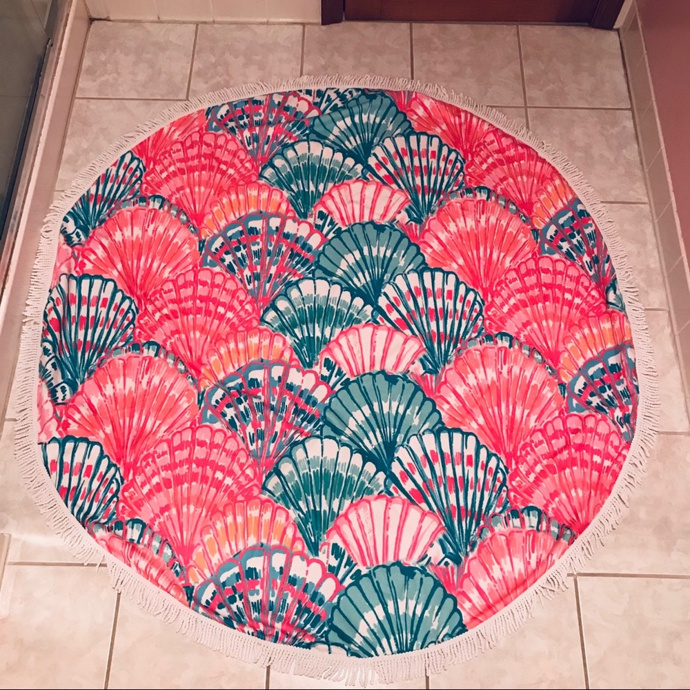 Lily Pulitzer inspired circle seashell beach towel